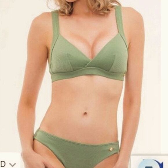 Sunseeker 10 green Rustic Sweetheart Bralette & textured mid-rise bikini bottom - Picture 1 of 16
